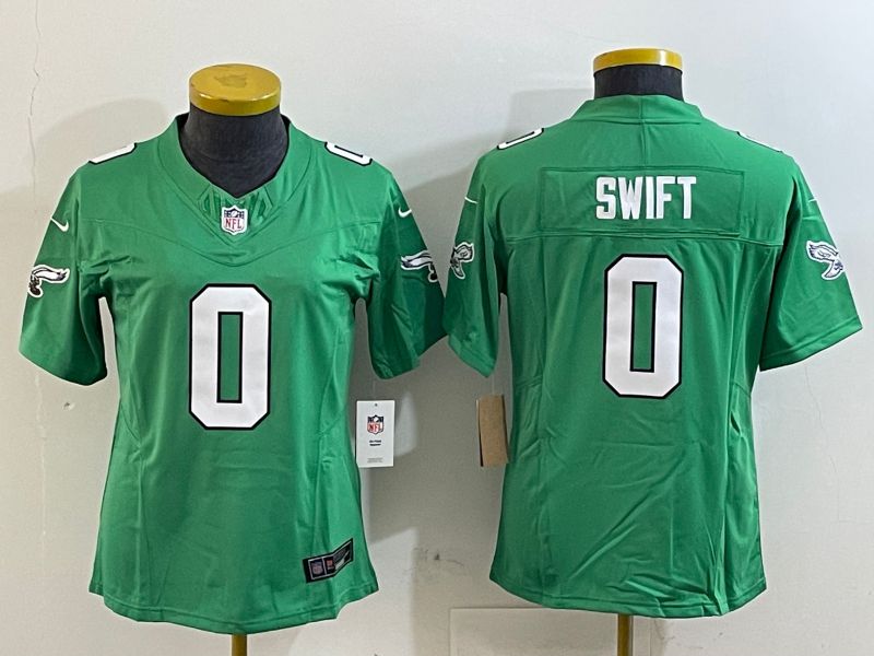 Women Philadelphia Eagles #0 Swift Green three generations 2025 Nike Vapor Limited NFL Jersey style 1
